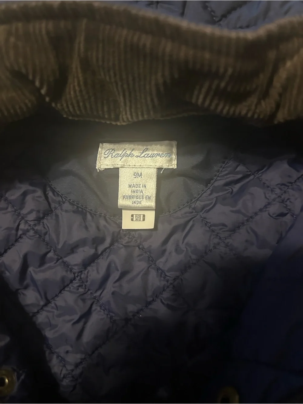 Ralph Lauren Navy Quilted Hooded Puffer with Red Pony